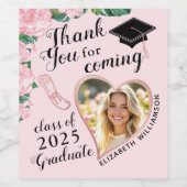 Elegant Floral Pink 2025 Vielen Dank Abschluss Weinetikett (Einzelnes Label)