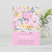 Elegant Floral Pink 76. Geburtstag Einladung (Stehend Vorderseite)