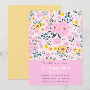 Elegant Floral Pink 81. Geburtstag Einladung