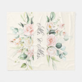 Elegant Floral Pink Blush Wasserfarbe Mr. & Mrs. Fleecedecke (Vorderseite (Horizontal))