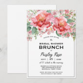 Elegant Floral Pink Bridal Shower Einladung (Vorne/Hinten)