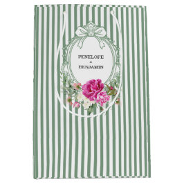 Elegant Floral Pink Peony Crest Wedding Mittlere Geschenktüte