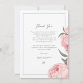 Elegant Floral Pink Peony Flat Thank You Card Dankeskarte (Rückseite)