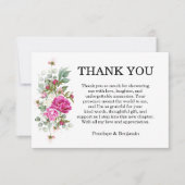 Elegant Floral Pink Peony Monogram Wedding Dankeskarte (Vorderseite)