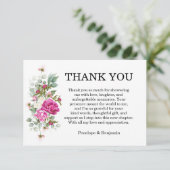 Elegant Floral Pink Peony Monogram Wedding Dankeskarte (Stehend Vorderseite)