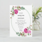 Elegant Floral Pink Peony Monogram Wedding Einladung (Stehend Vorderseite)