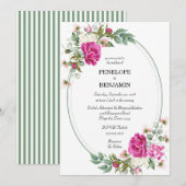 Elegant Floral Pink Peony Monogram Wedding Einladung (Vorne/Hinten)