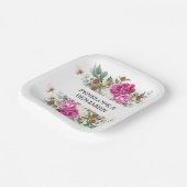 Elegant Floral Pink Peony Monogram Wedding Pappteller (Gewinkelt)