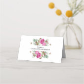Elegant Floral Pink Peony Monogram Wedding Platzkarte (Rückseite)