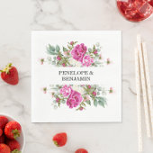 Elegant Floral Pink Peony Monogram Wedding Serviette (Beispiel)