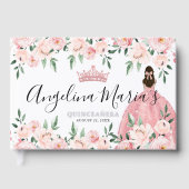 Elegant Floral Pink Quinceanera Gästebuch (Vorderseite)