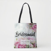 Elegant Floral Pink Roses Bridesmaid Wedding Tasche (Vorderseite)
