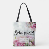Elegant Floral Pink Roses Bridesmaid Wedding Tasche (Rückseite)