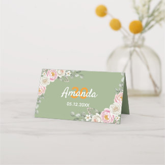 Elegant Floral Place Card and Table Number Tent Platzkarte