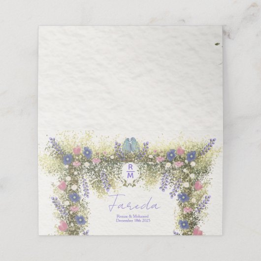 Elegant Floral Place Card - Hand-Drawn Watercolor Platzkarte (Außenseite Aufgefaltet)