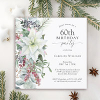 Elegant Floral Poinsettia 60. Dezember Geburtstag