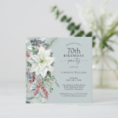 Elegant Floral Poinsettia 70. Einladung (Stehend Vorderseite)