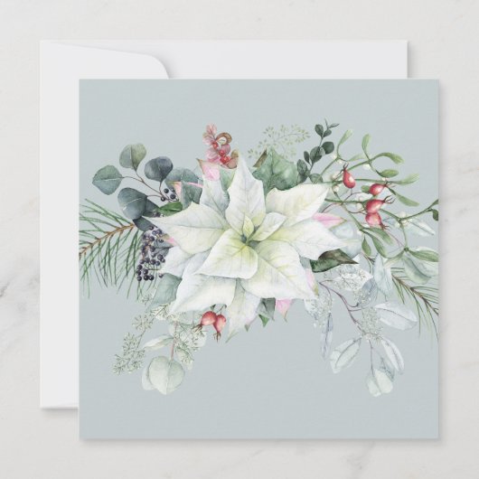 Elegant Floral Poinsettia 70. Einladung (Rückseite)