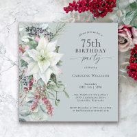 Elegant Floral Poinsettia 75. Dezember Geburtstag