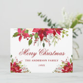 Elegant Floral Poinsettia Frohe Weihnachten Karte (Stehend Vorderseite)