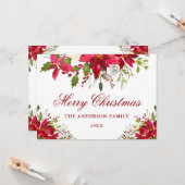 Elegant Floral Poinsettia Frohe Weihnachten Karte (Vorderseite/Rückseite Beispiel)