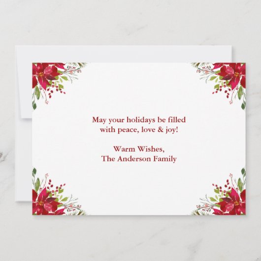 Elegant Floral Poinsettia Frohe Weihnachten Karte (Rückseite)