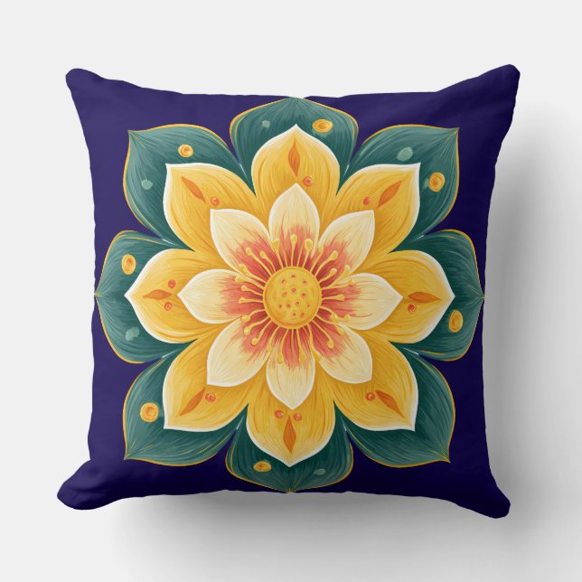 Elegant Floral Print Decorative Pillow Kissen (Vorderseite)
