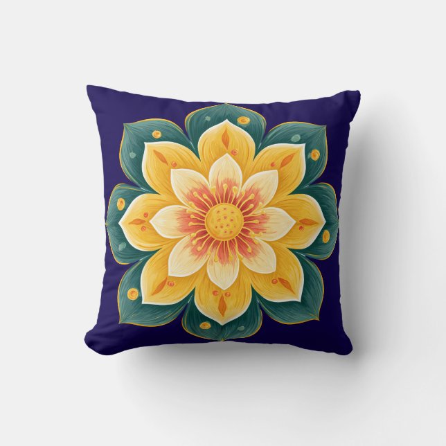 Elegant Floral Print Decorative Pillow Kissen (Vorderseite)