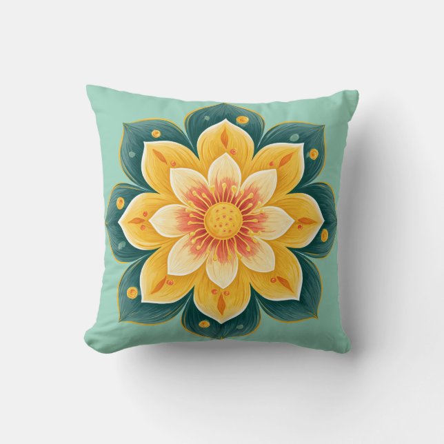 Elegant Floral Print Decorative Pillow Kissen (Vorderseite)