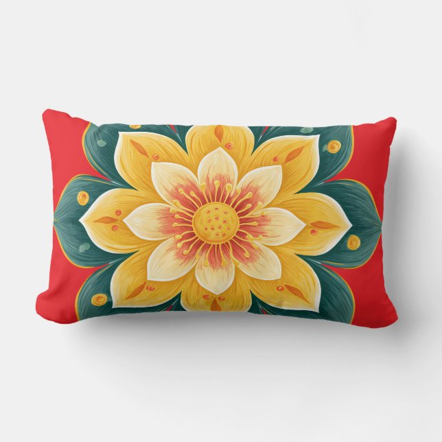 Elegant Floral Print Decorative Pillow Lendenkissen (Vorderseite)