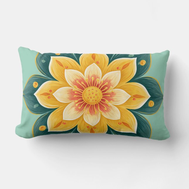 Elegant Floral Print Decorative Pillow Lendenkissen (Vorderseite)