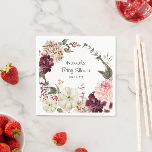 Elegant Floral Pumpkin | Babydusche Serviette (Beispiel)