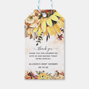 Elegant Floral Pumpkin Babydusche Vielen Dank Geschenkanhänger