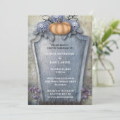 Elegant Floral Pumpkin Halloween Hochzeit Einladung (Stehend Vorderseite)