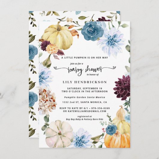 Elegant Floral Pumpkin | Kinderdusche im Herbst (Vorne/Hinten)