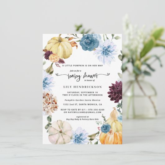 Elegant Floral Pumpkin | Kinderdusche im Herbst (Stehend Vorderseite)