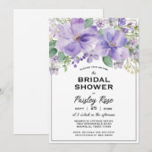 Elegant Floral Purple Bridal Shower Einladung (Vorne/Hinten)