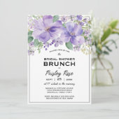 Elegant Floral Purple Bridal Shower Einladung (Stehend Vorderseite)