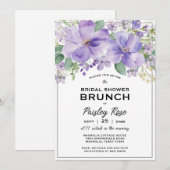 Elegant Floral Purple Bridal Shower Einladung (Vorne/Hinten)