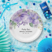 Elegant Floral Purple Bridal Shower Pappteller (Party)
