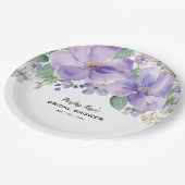 Elegant Floral Purple Bridal Shower Pappteller (Schrägansicht)