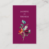 Elegant Floral QR Code Wedding Website Card Visitenkarte (Rückseite)