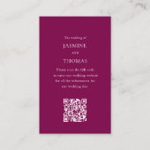 Elegant Floral QR Code Wedding Website Card Visitenkarte (Vorderseite)
