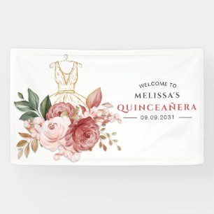 Elegant Floral Quinceanera 15. Geburtstag Banner