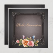 Elegant Floral Quinceañera Geburtstagseinladung Einladung (Vorne/Hinten)