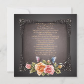 Elegant Floral Quinceañera Geburtstagseinladung Einladung (Rückseite)