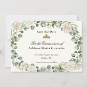 Elegant Floral Quinceanera Save The Date Card (Vorderseite)