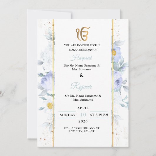 Elegant Floral Rokha Ceremony Invitation Einladung (Vorderseite)