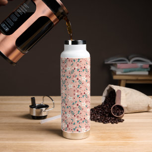 Elegant floral Rosa Trinkflasche