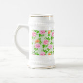 Elegant Floral Roses Green Leaves Pattern-23675 Bierglas (Links)